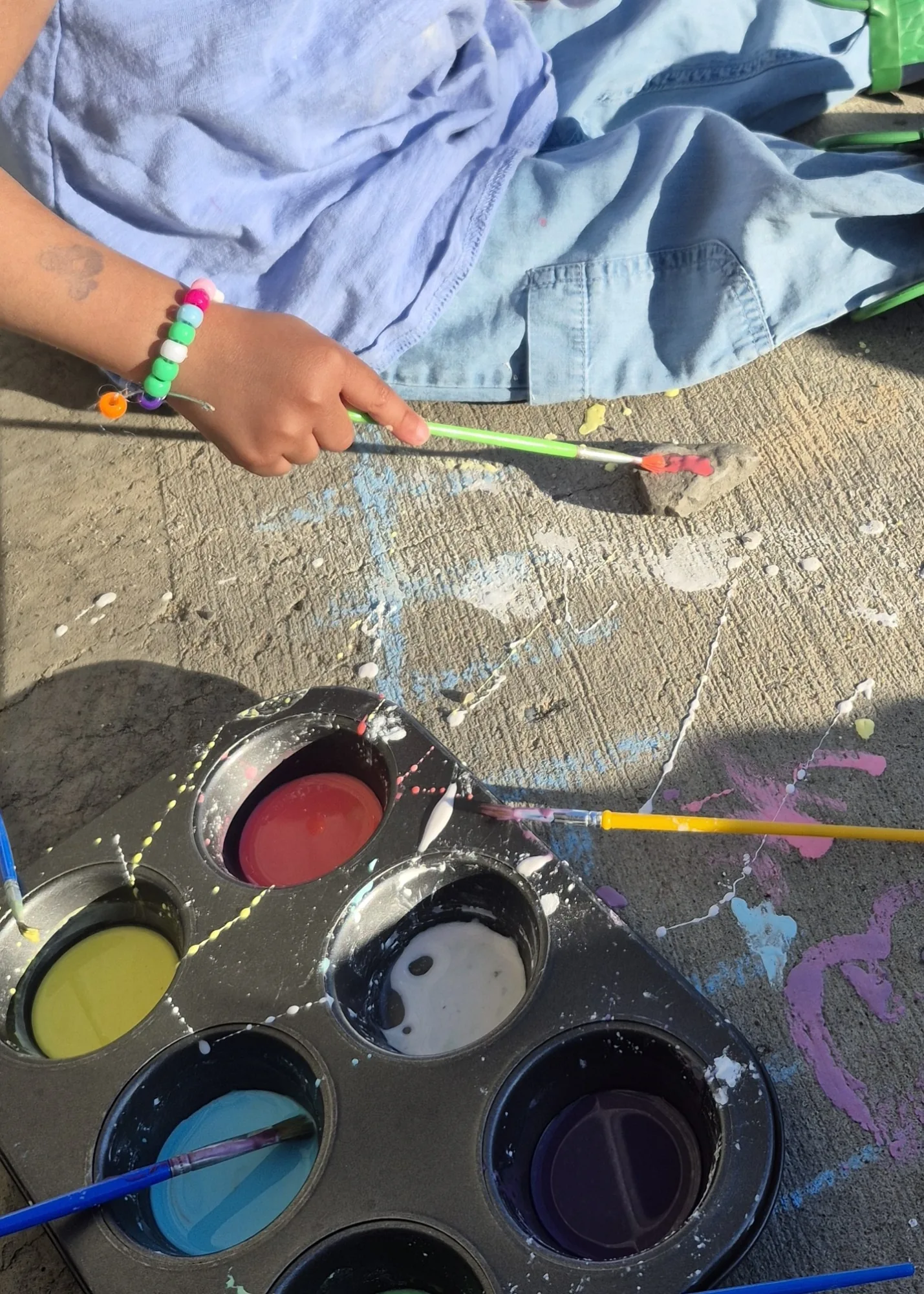 Village Scholars Preschool photo: sidewalk chalk and outdoor mark-making